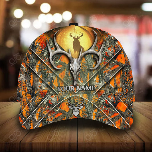 Maxcorners The Best Skull Hunting Deer Personalized Hats 3D Multicolored