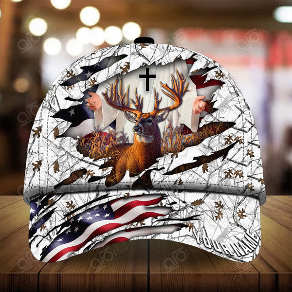 Maxcorners  Colorful God America Hunting Deer  Personalized Hats 3D Multicolored