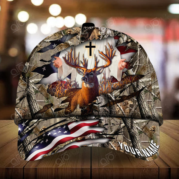 Maxcorners  Colorful God America Hunting Deer  Personalized Hats 3D Multicolored