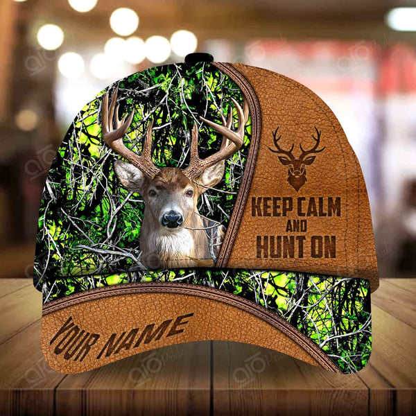 Maxcorners Epic Triphatee Fashion Leather Pattern Hunting Deer Personalized Hats 3D Multicolored