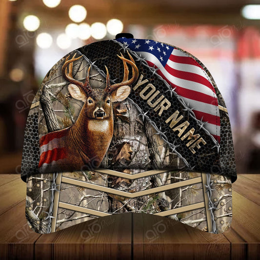 Maxcorners Crown Of Thorn Deer Hunting Personalized Hats 3D Multicolored