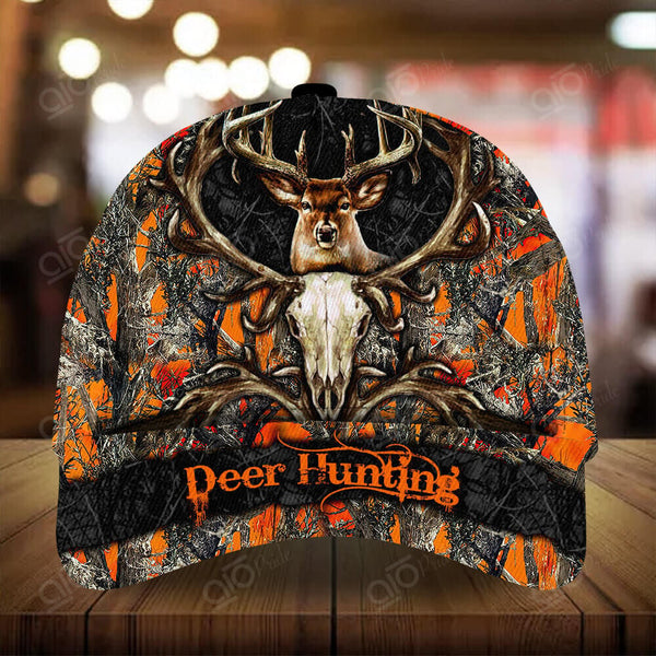 Maxcorners Unique Premium Skull Hunting Deer Personalized Hats 3D Multicolored