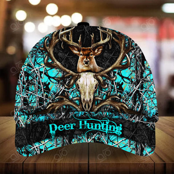 Maxcorners Unique Premium Skull Hunting Deer Personalized Hats 3D Multicolored