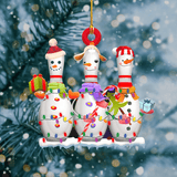 Maxcorners Bowling Snowies Christmas Ornaments, Gift for Bowler, Bowling Ornament
