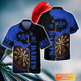 Maxcorners Darts Blue Pattern Customized Name 3D Hawaiian Shirt