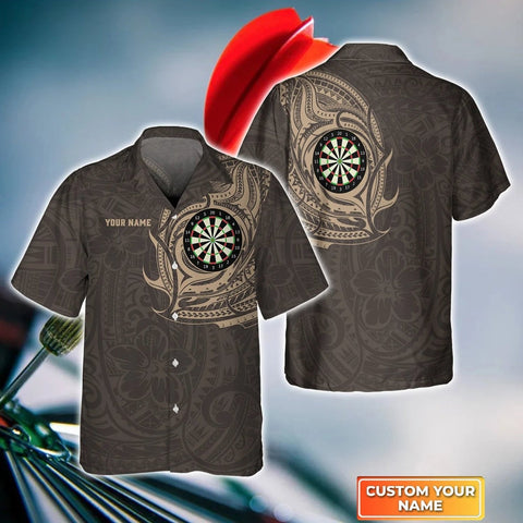 Maxcorners Darts Viking Pattern Customized Name 3D Hawaiian Shirt