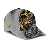 Maxcorners Yellow Teal Skull Darts Personalized Name 3D Cap