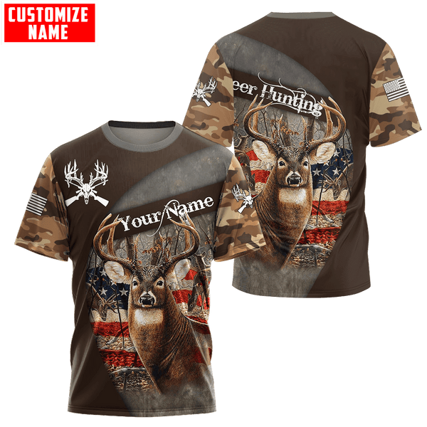 Maxcorners Deer Hunting Camo Season Custom Name Shirt 3D All Over Printed Clothes