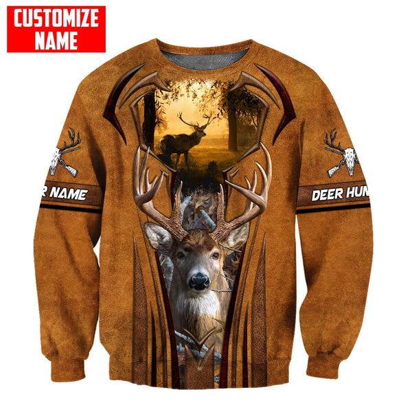 Maxcorners Deer Hunting Shirts  Custom Name Shirt 3D All Over Printed Clothes