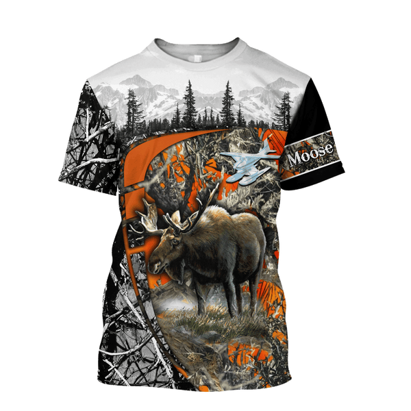 Maxcorners Moose Hunting Camo Custom Name Shirt 3D All Over Printed Clothes