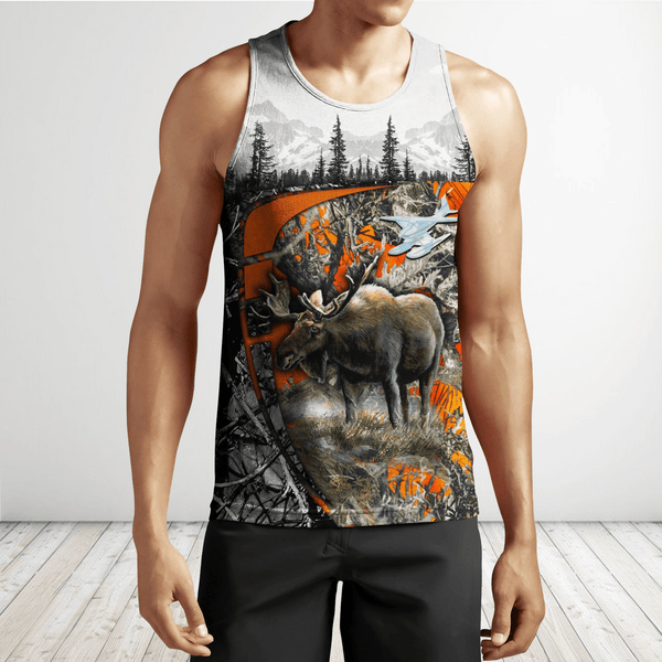 Maxcorners Moose Hunting Camo Custom Name Shirt 3D All Over Printed Clothes