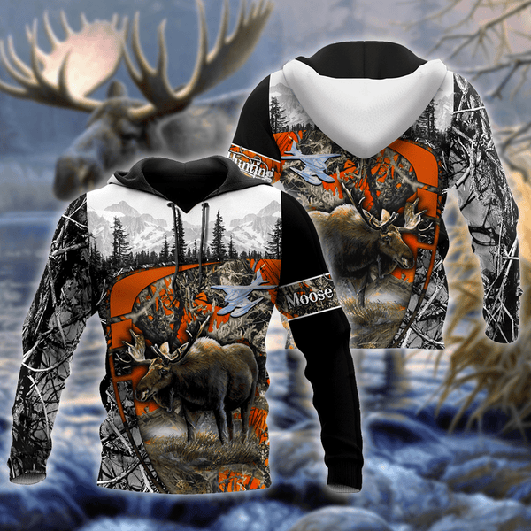 Maxcorners Moose Hunting Camo Custom Name Shirt 3D All Over Printed Clothes