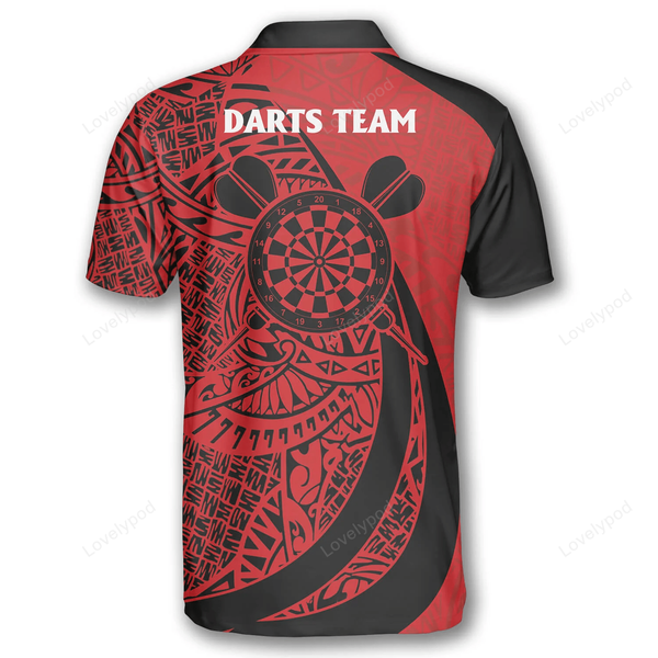 Maxcorners Red Tribal Tattoo Darts Personalized Name And Team Name 3D Shirt