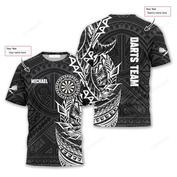 Maxcorners Black And White Tribal Pattern Darts Personalized Name And Team Name 3D Shirt