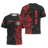 Maxcorners Black And Red Tribal Darts Personalized Name And Team Name 3D Shirt