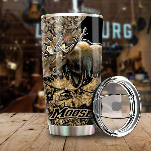 Maxcorners Moose Hunting Camo Stainless Steel Tumbler