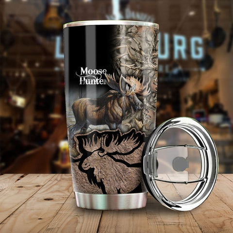 Maxcorners Love Moose Hunting Camo Stainless Steel Tumbler