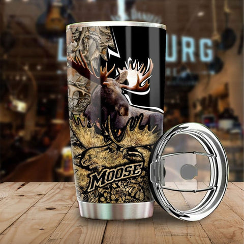Maxcorners Moose Hunting Camo Stainless Steel Tumbler