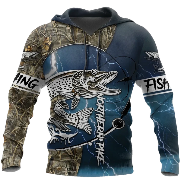 Maxcorners NORTHERN PIKE Fishing 3D Hoodie