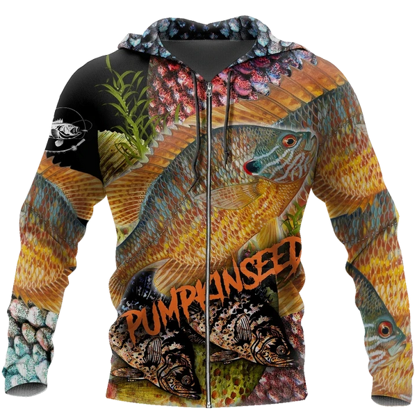 Maxcorners SUNFISH PUMPKINSEED Fishing 3D Hoodie