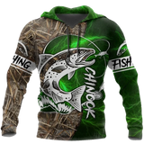 Maxcorners CHINOOK FISHING SALMON CAMO Fishing 3D Hoodie