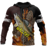 Maxcorners WALLEYE Fishing 3D Hoodie