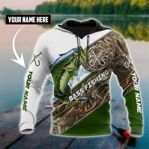 Maxcorners BASS FISHING CAMO Customize Name 3D Shirt