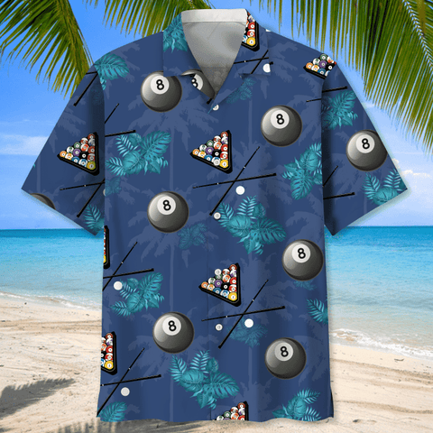 Maxcorners Billiard Blue Tropical Hawaiian Shirt