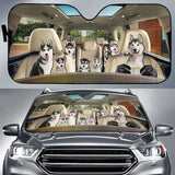 Maxcorners Siberian Husky Family Car Sun Shade, Funny Dog Car Sunshade