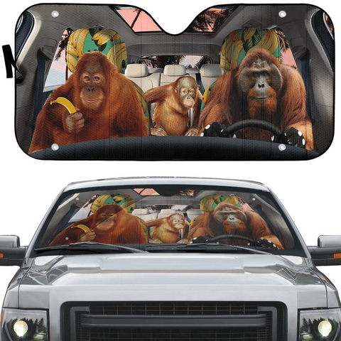 Maxcorners Orangutan Family Car Sunshade Windshield