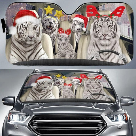 Maxcorners White Tiger Family Christmas Auto Car Sun Shade