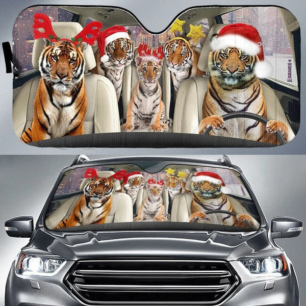 Maxcorners Tiger Family Christmas Auto Car Sun Shade