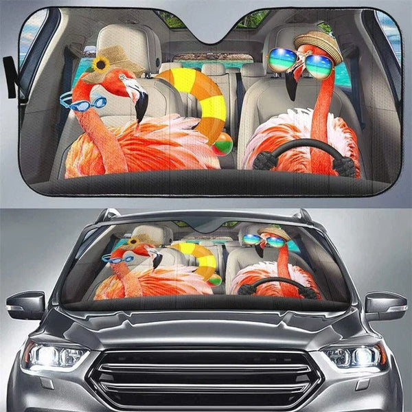 Maxcorners Happy Flamingo Car Sunshade Limited, Flamingo Auto Sun Shade For Windshield