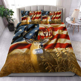 Maxcorners Deer Hunting Us Flag All Over Printed Bedding Set