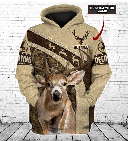 Maxcorners Personalized Name Deer Hunting 3 All Over Printed Unisex Shirt