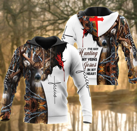 Maxcorners Deer Hunting Jesus 3D All Over Printed Unisex Shirt