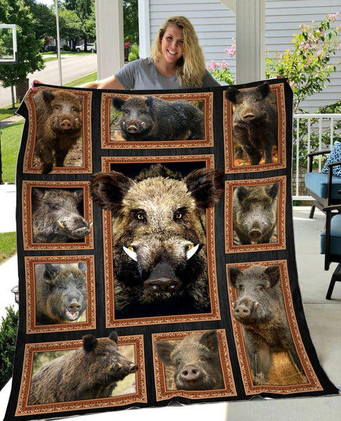 Maxcorners Wild Boar Q2 Fleece Blanket