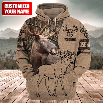 Maxcorners Personalized Name Moose Hunting Q2 All Over Printed Unisex Shirt