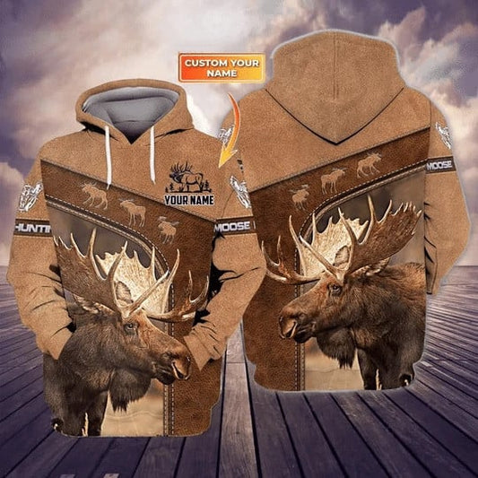 Maxcorners Personalized Name Moose Hunting 2 All Over Printed Unisex Shirt
