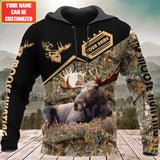 Maxcorners Personalized Name Moose Hunting 3 All Over Printed Unisex Shirt