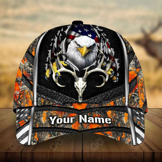 Maxcorners Premium Loralle Eagle And Deer Hunting Personalized Hats 3D Multicolored