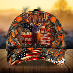 Maxcorners Best Cracked Flag Deer Hunting Personalized Hats 3D Multicolored