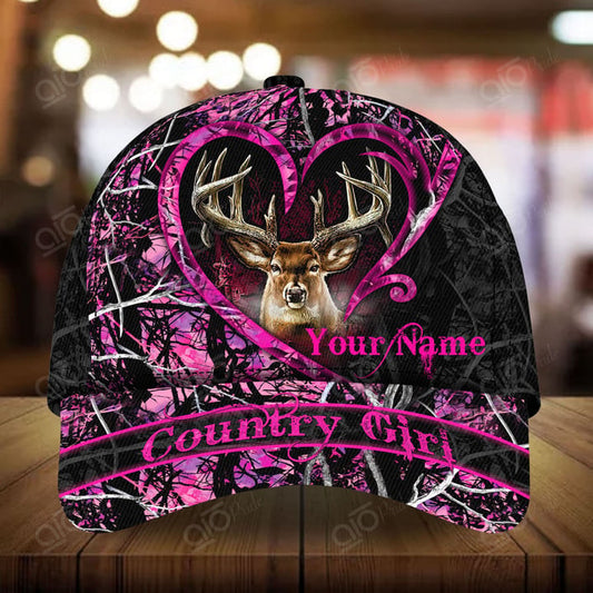 Maxcorners Love Deer Country Girls Personalized Hats 3D Multicolored