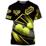 Maxcorners Personalized 3D Tennis Black Gold Pattern Tennis Player Shirt