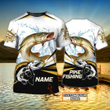 Maxcorners Pike Fishing Customize Name 3D Shirts