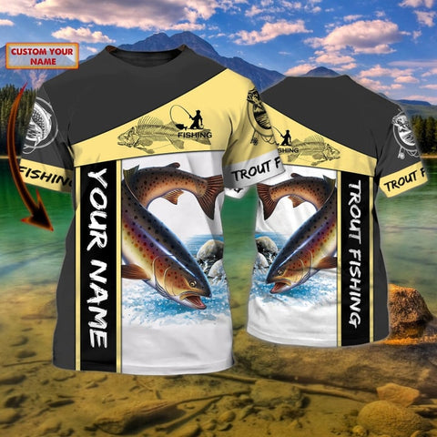 Maxcorners Trout Fishing Customize Name 3D Shirts