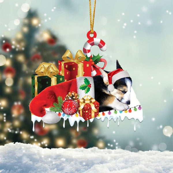 MAXCORNERS SHELTIE MERRY CHRISTMAS HANGING ORNAMENT