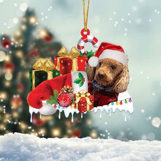 MAXCORNERS WHITE STAFFIE MERRY CHRISTMAS HANGING ORNAMENT