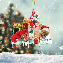 MAXCORNERS PUG MERRY CHRISTMAS HANGING ORNAMENT