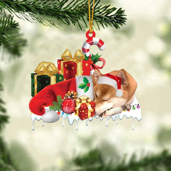 MAXCORNERS BRINDLE BOXER1 MERRY CHRISTMAS HANGING ORNAMENT